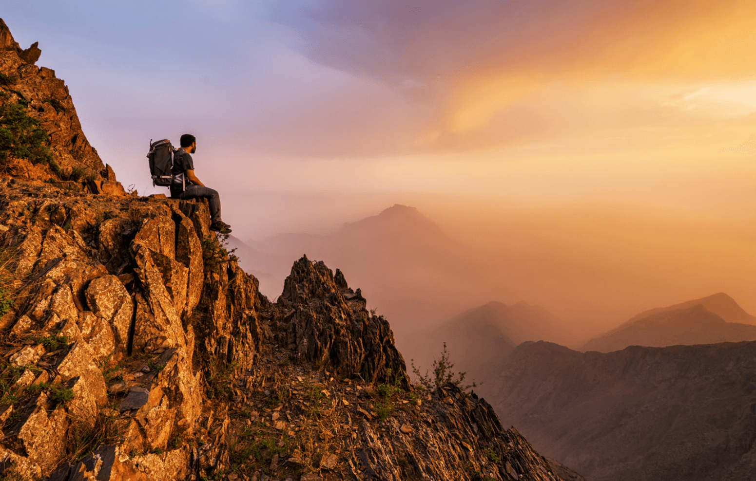 Man looking over KSA mountains